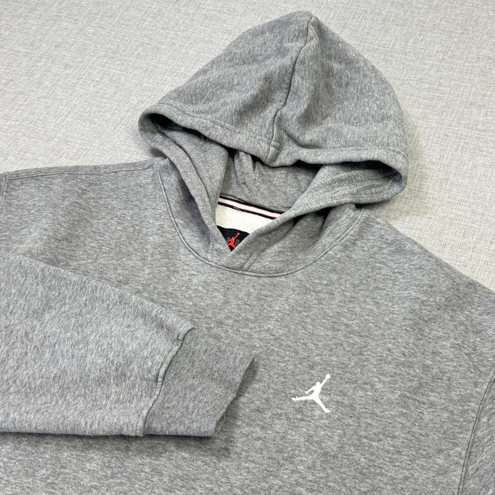 Nike Air Jordan Fleece Hoodie Sweatshirt Men M Gray Pullover Jumpman Heavyweight
